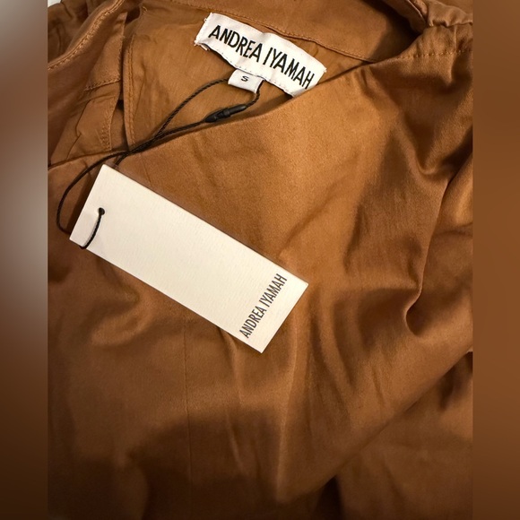 NEW $385 NWT Andrea Iyamah Palla Dress Caramel Corset Midi Size S - Picture 6 of 8